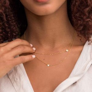 Gold double Star layered necklace